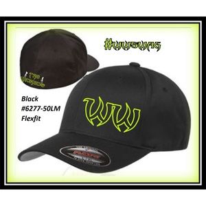 Hat - Flexfit Curved Bill #6277-Black w/Lime logo